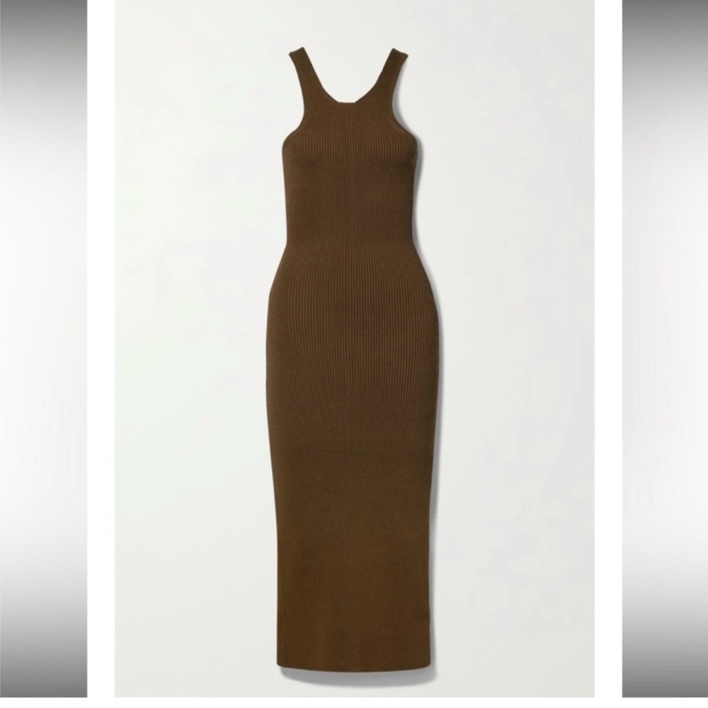 TOTÊME Ribbed Curved Compact Knit Midi Dress